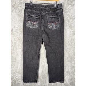 Lifted Research Group Jeans Mens 36x30 Gray Denim Y2K Embroidered Grunge LRG